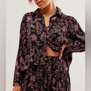 NWT FREE PEOPLE Steady Love Black Pink Top